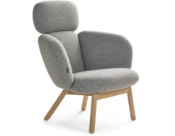 Bras Highback Wood Base Lounge Chair